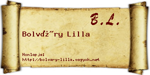 Bolváry Lilla névjegykártya